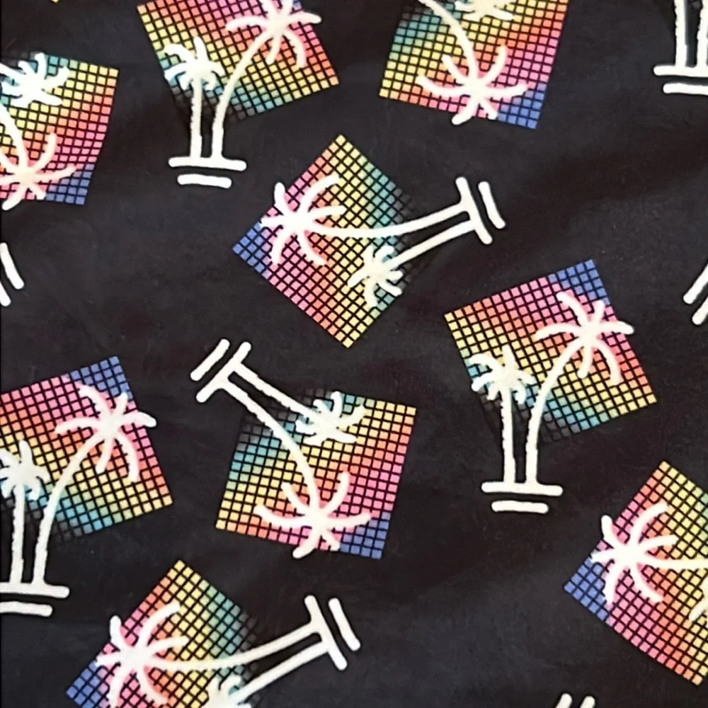 HURLEY Phantom Swim Trunks Black Neon Palm Tree Lightweight Quick Dry Size 32